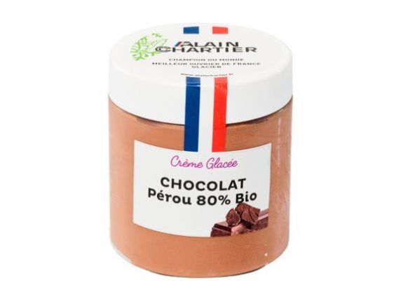 Pot de crème glacée chocolat bio Pérou 80 % (550ml)